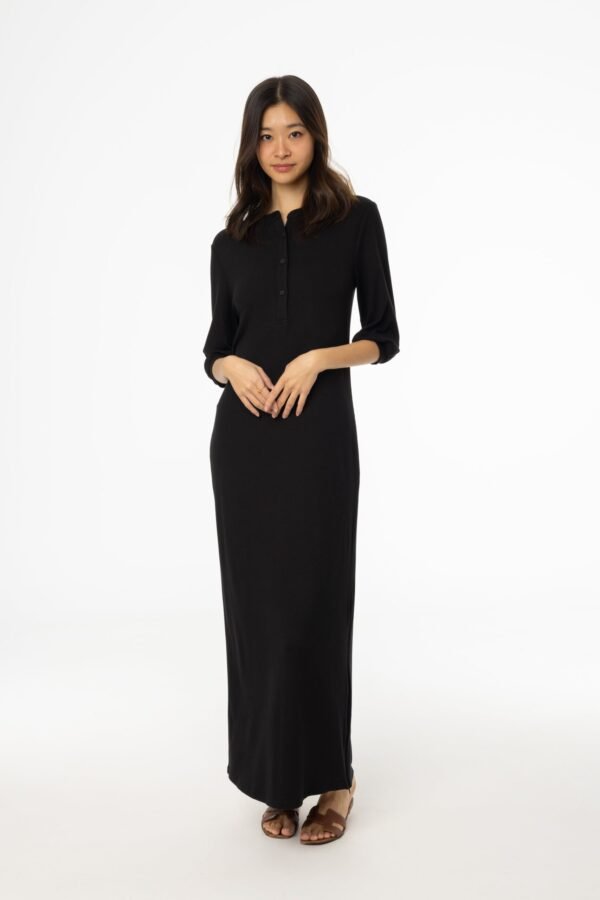 Black 3/4 Sleeve Maxi Dress