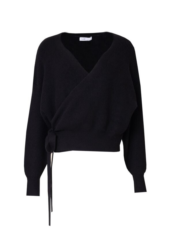 Black Knit Wrap Top - Image 5