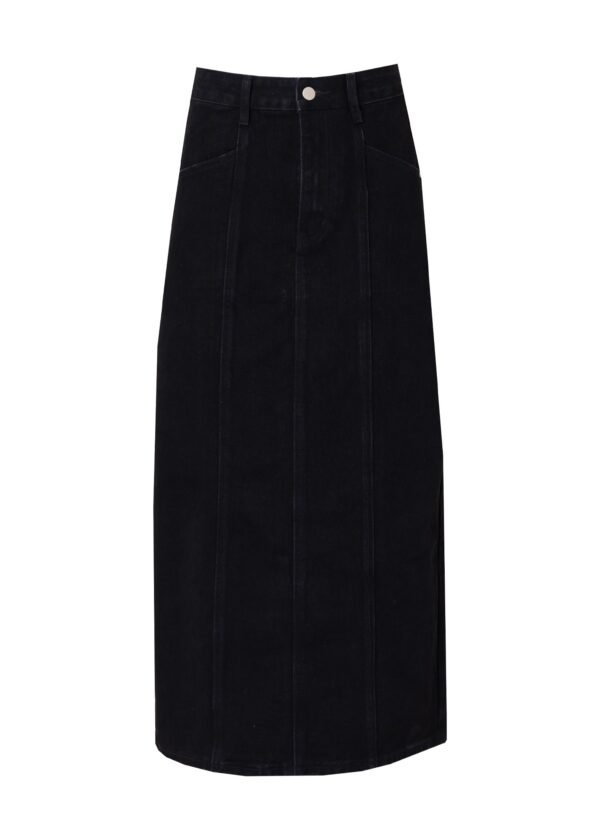 Black Straight Denim Skirt - Image 4