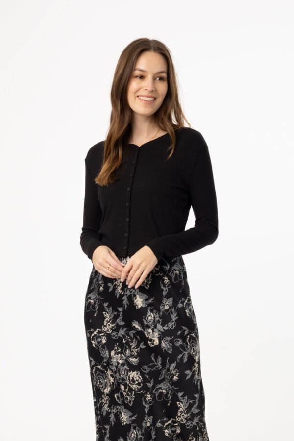 Black Ribbed Cardigan