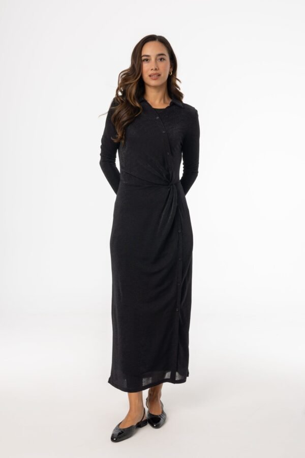 Black Sparkle Side Button Maxi Dress