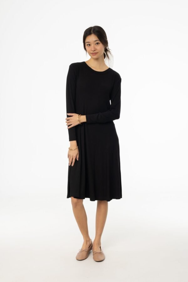 Black Stitched Flare Dress - Image 4