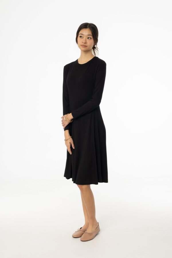 Black Stitched Flare Dress - Image 2