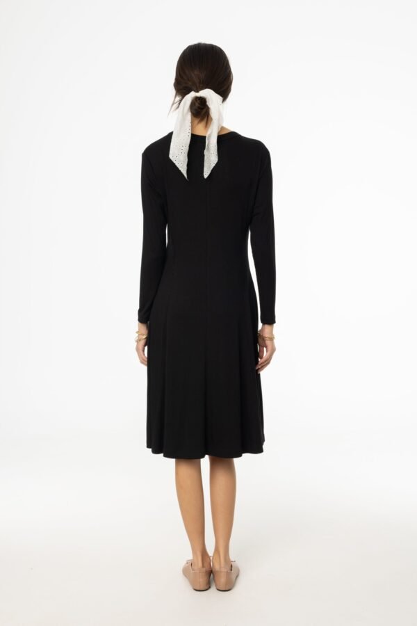 Black Stitched Flare Dress - Image 3