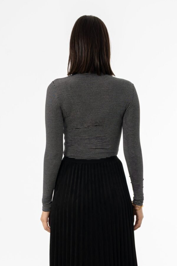 Black Striped Mock Neck Top - Image 3