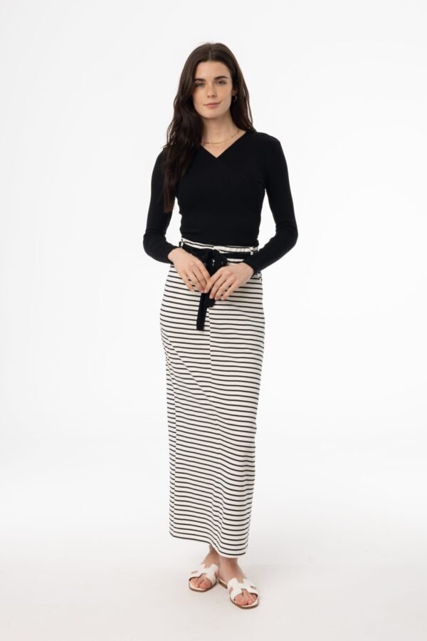 BlackStripedStretchMaxiSkirt-2.jpg Black Striped Stretch Maxi Skirt