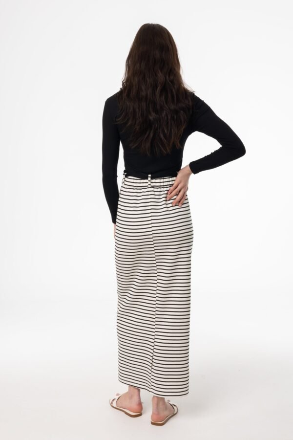 Black Striped Stretch Maxi Skirt - Image 3