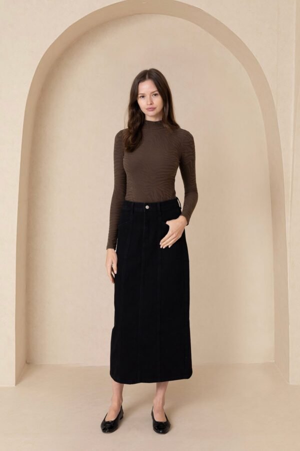IMG-1215.jpg Black Straight Denim Skirt
