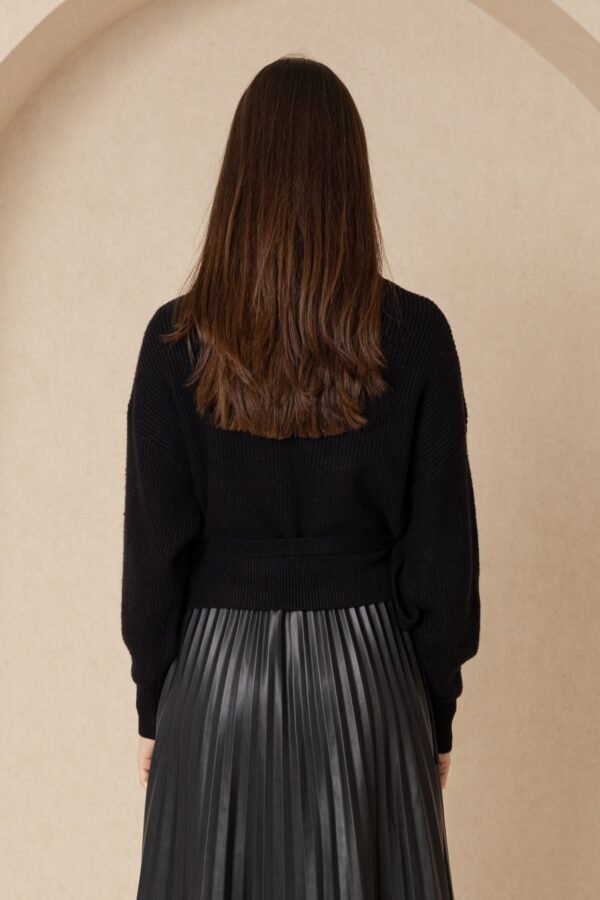Black Knit Wrap Top - Image 3